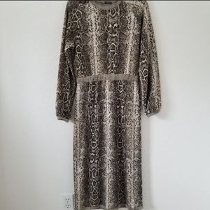 NEW! Zara long sleeve animal snake print knit midi dress